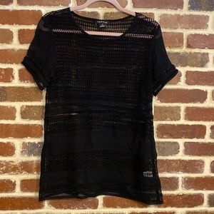 Trouve black mesh detail short sleeve shirt NEW